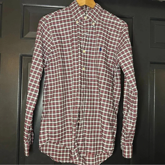 Polo Ralph Lauren Mens Shirt Button Down Red Plaid 100% Cotton size M(h8 - Picture 3 of 11